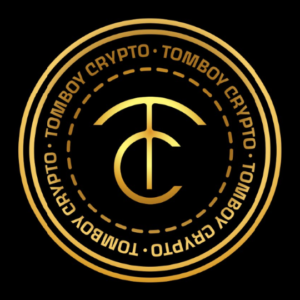 A gold colored logo of tomboy crypto.