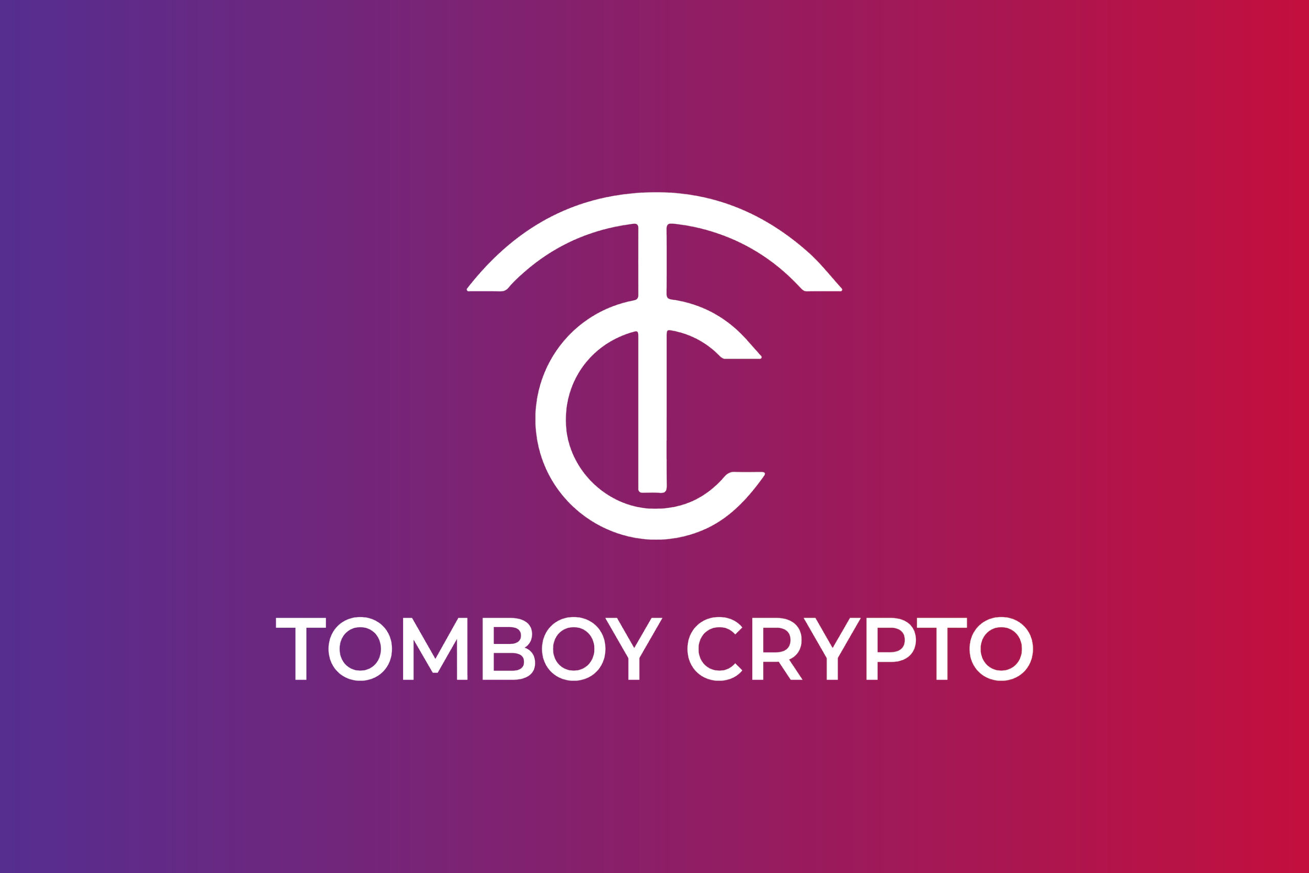 A purple and pink background with the words tomboy crypto in white.